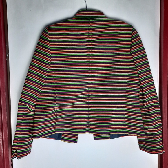Talbots Multicolored Striped Blazer Sz 2 - Picture 2 of 7